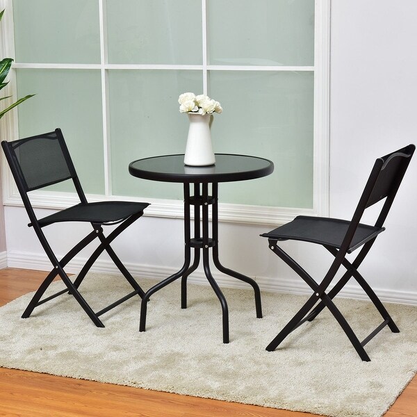 3Piece Folding Bistro Table and Chairs Set for Indoor and Outdoor Use