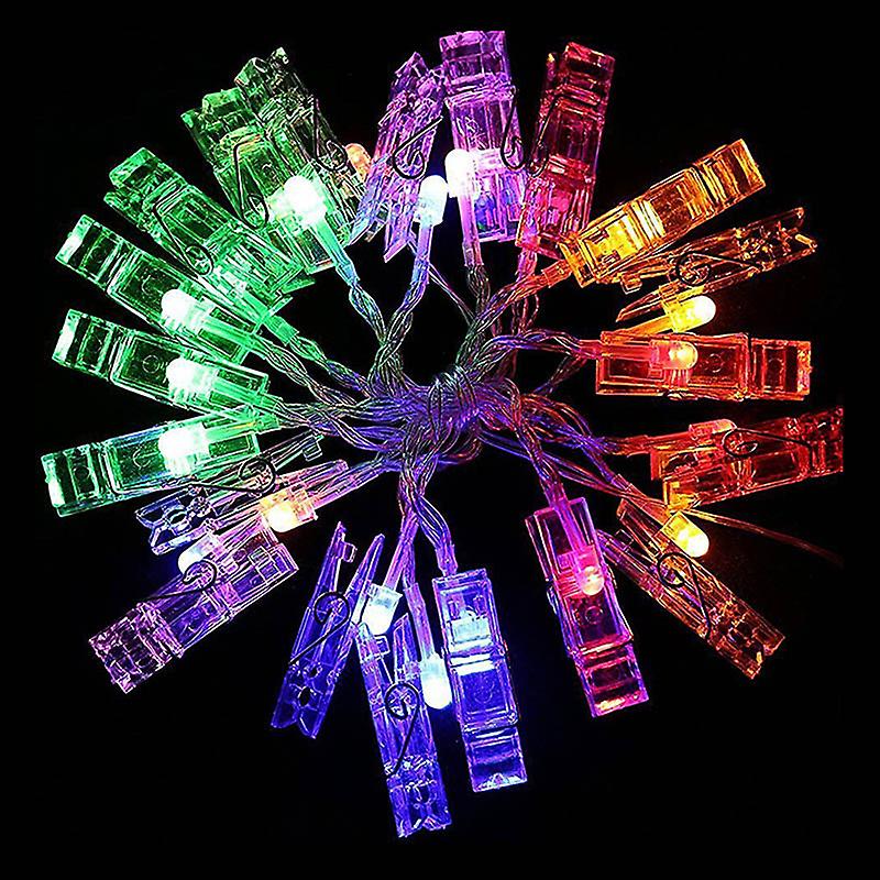 20 Led Photo Peg Clip Shape Hanging Pictures Fairy String Lights Battery Power White