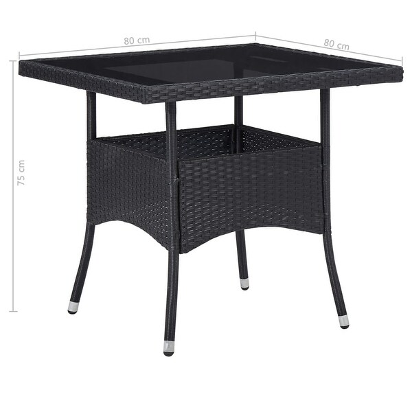 vidaXL Patio Dining Table Black Poly Rattan and Glass