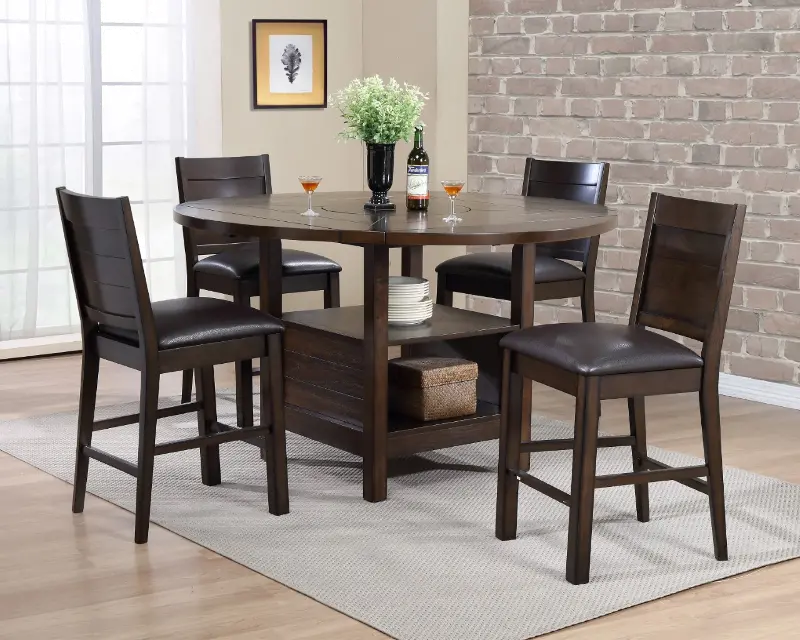 Madison Dark Brown 5 Piece Counter Height Dining Room Set