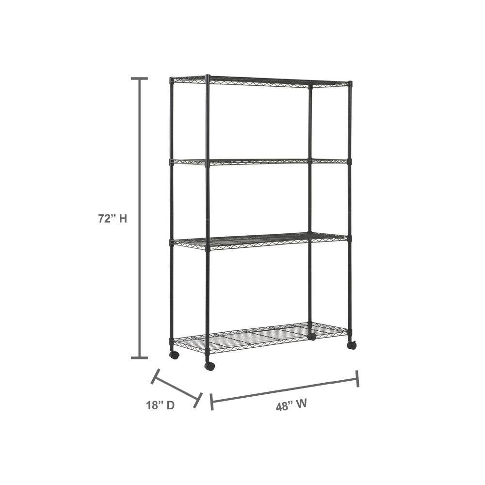 Sandusky 4-Tier Rolling Steel Garage Storage Shelving Unit in Black (48 in. W x 72 in. H x 28 in. D) MWS481872