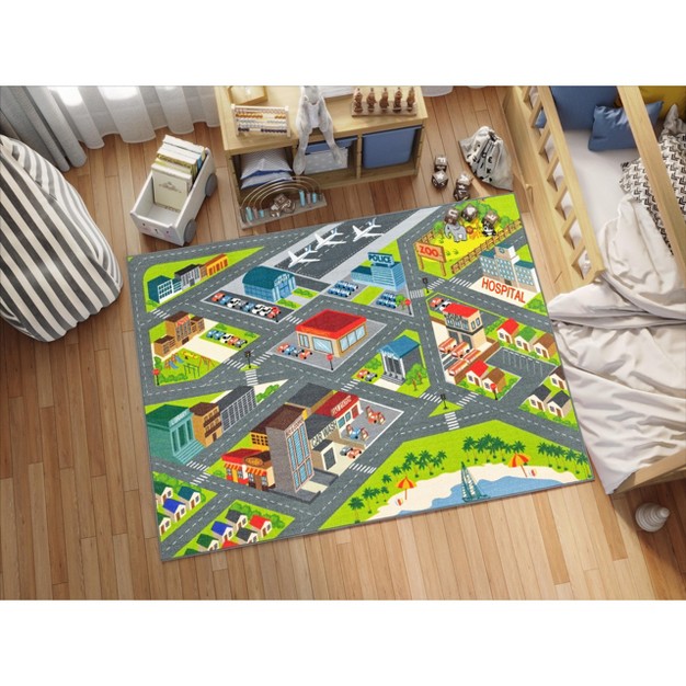 Kc Cubs Boy amp Girl Kids City Road Car Vehicle Traffic Educational Learning amp Game Play Non Slip Nursery Bedroom Classroom Rug Carpet