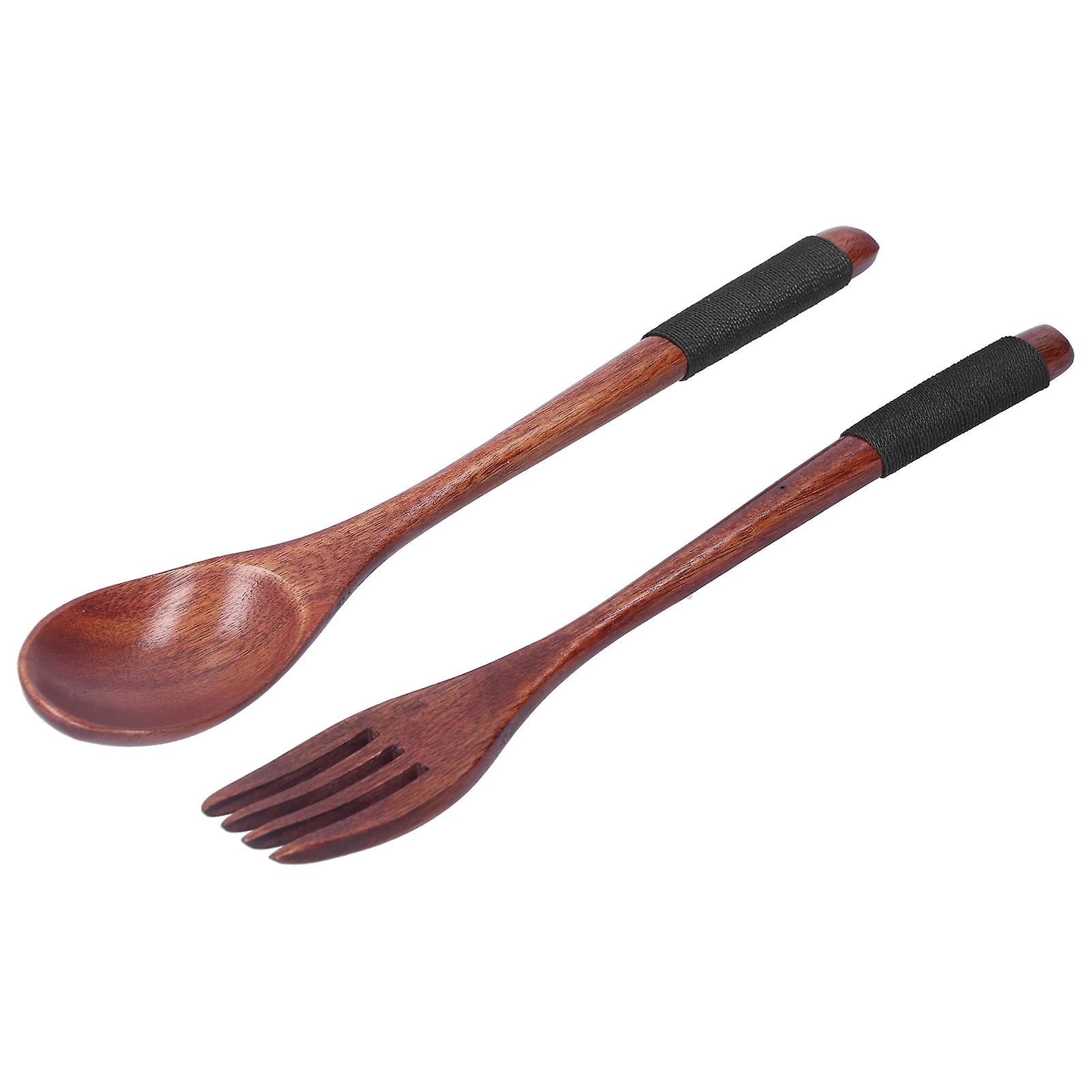 Japanese Style Cutlery Set Wooden Spoon Fork Soup Teaspoon Kitchen Cooking Utensil Tools