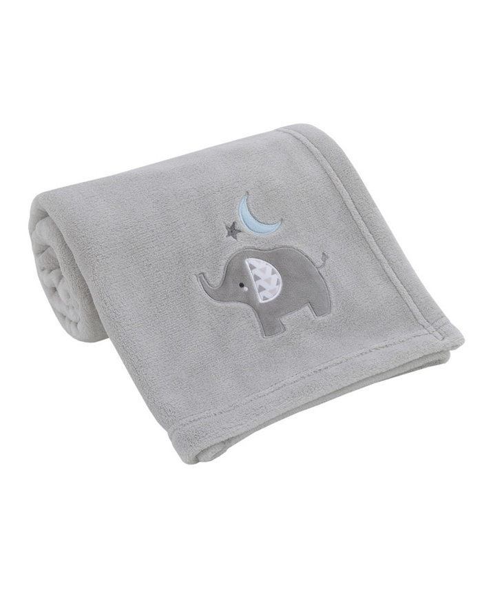 NoJo Elephant Stroll Star and Moon Applique Super Soft Baby Blanket