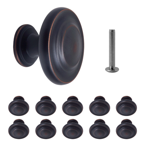 Amerock TPK1586ORB Oil Rubbed Bronze Inspirations Style Solid Oversized Round Cabinet Knob 1-5/16 Diameter For Kitchen And Cabinet Hardware - pack of 10