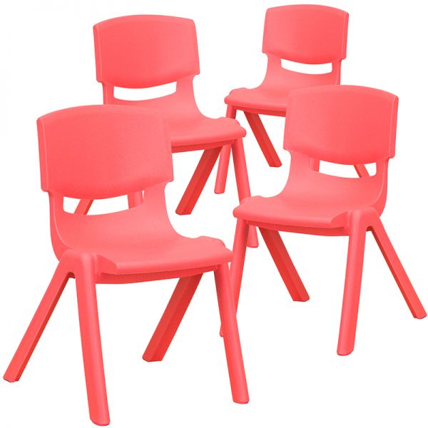 Whitney 4 Pack Red Plastic Stackable School Chair with 12'' Seat Height