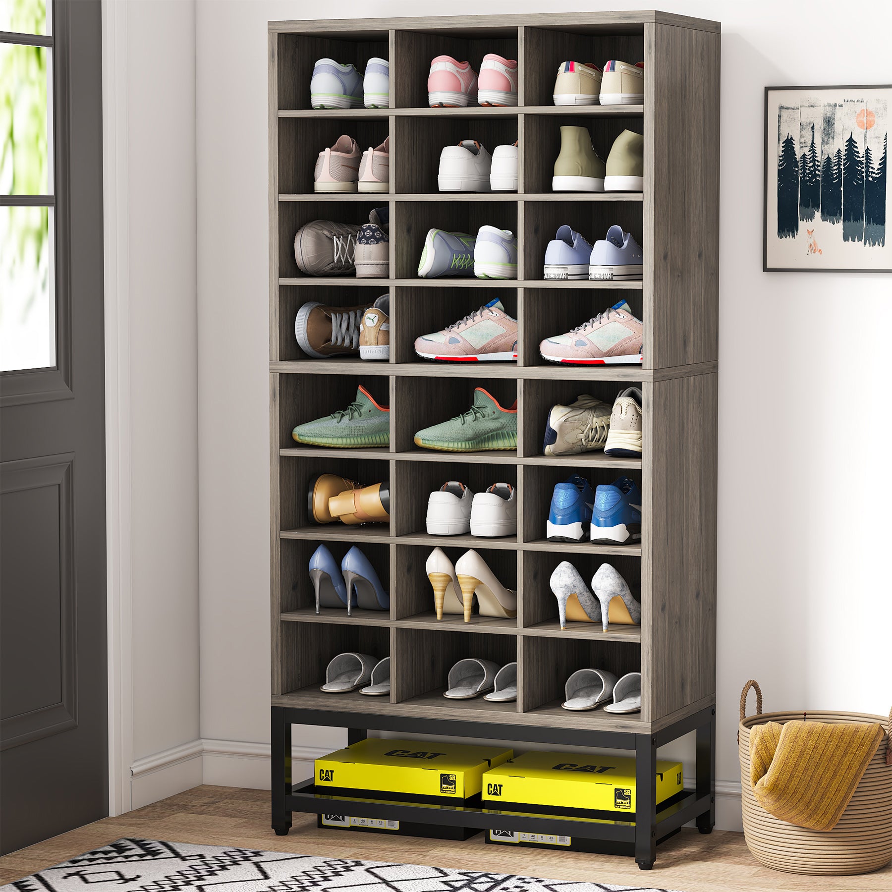 Freestanding Shoe Cabinet, 8-Tier Shoe Storage Rack with 24 Cubbies