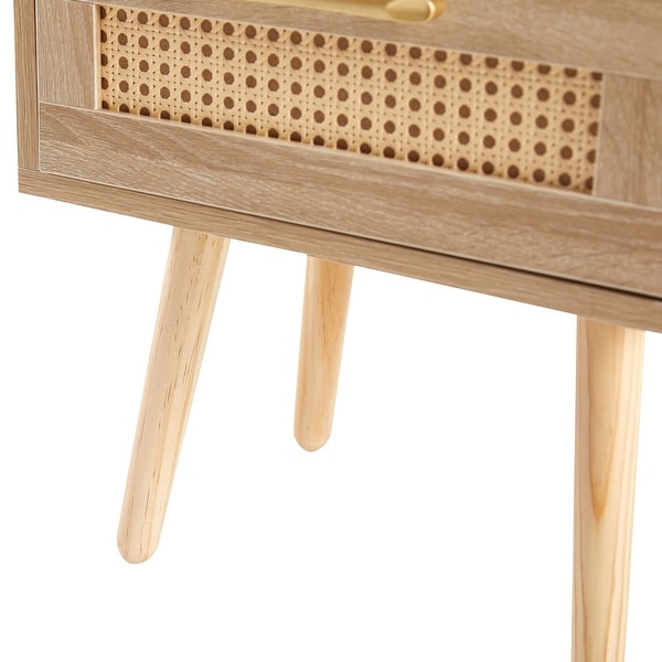 Rectangle MDF Rattan Nightstand End Side Table - 15.75*11.81