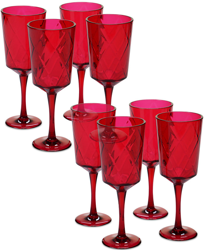 Certified International Ruby Diamond Acrylic Set of 8 All-Purpose Goblets