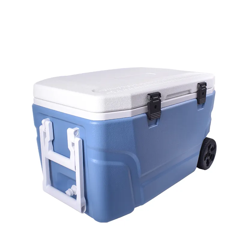 Large 70L Plastic Outdoor Strong Hiking Camping Cooler Box Medical Vaccine Blood Carrier Cooler Box with Wheel and Handle