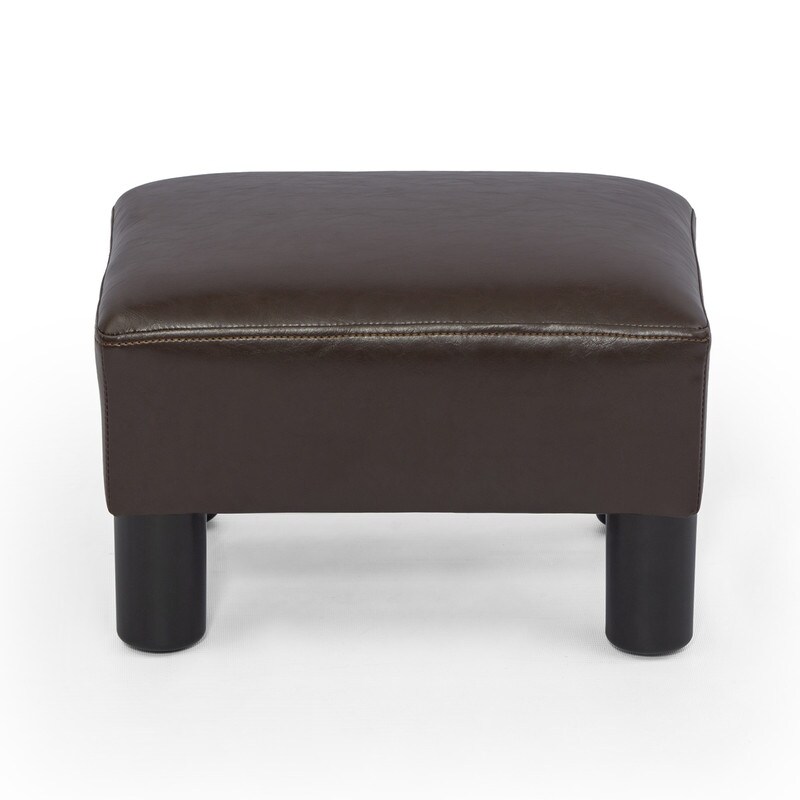 Adeco Small Rectangular Ottoman Modern PU Leather Footrest Stool Chair