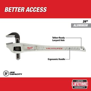 MW 10 in. Aluminum Pipe Wrench with Power Length Handle and 24 in. Offset Pipe Wrench (2-Piece) 48-22-7213-48-22-7182