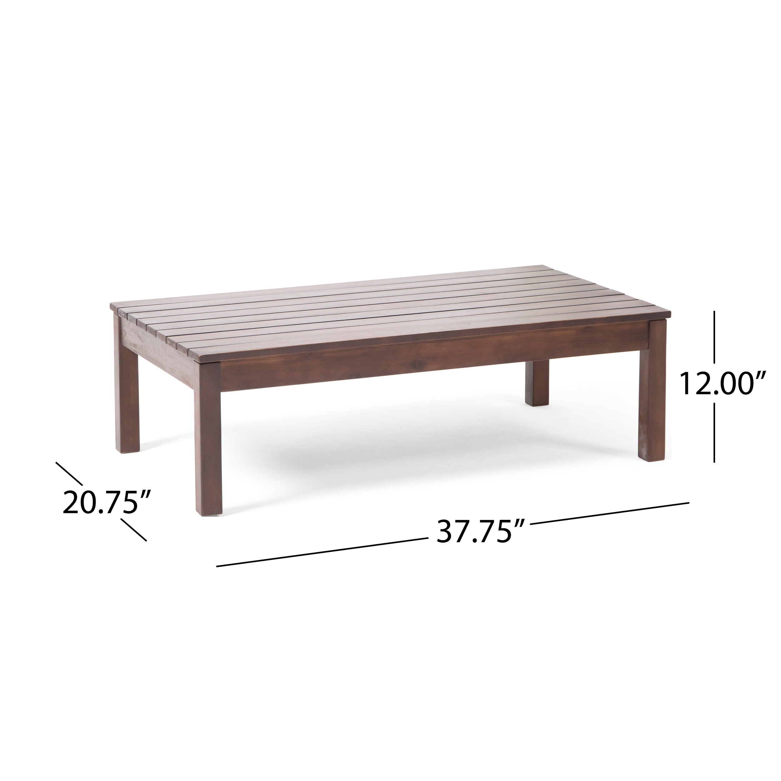 Arth Outdoor Acacia Wood Chat Set with Coffee Table