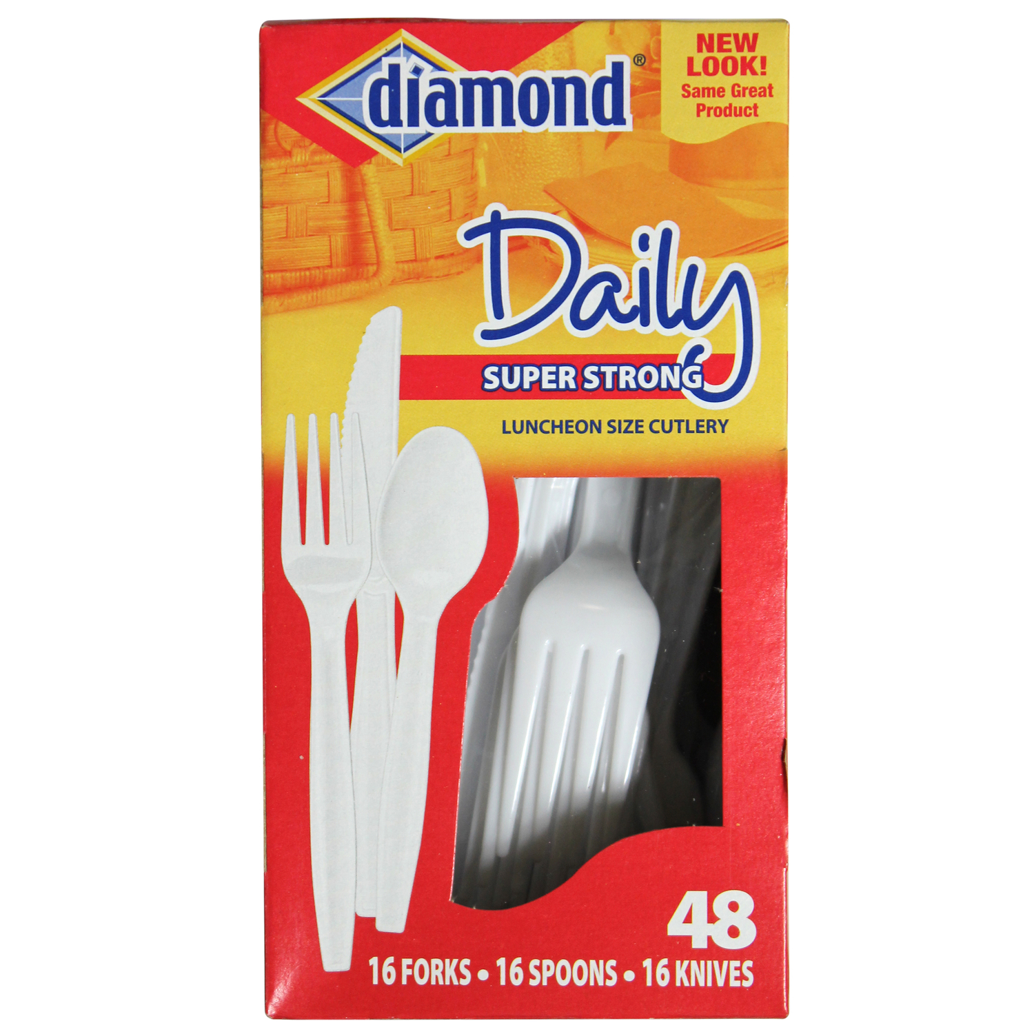 Diamond White Plastic Luncheon Size Heavy Duty Cutlery 48 pk