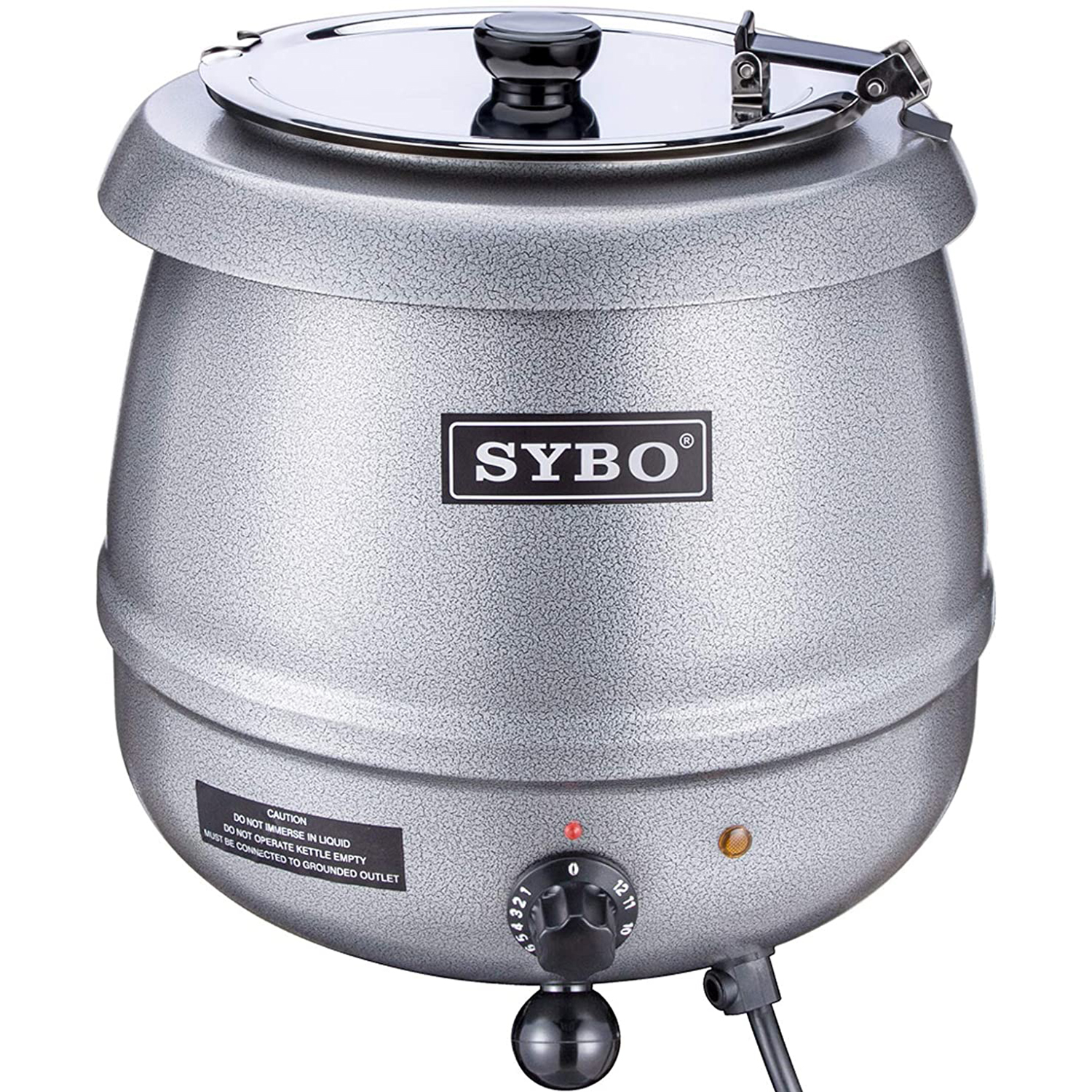 Sybo 10.5 Quart Electric Soup Warmer Commercial Crock Pot with Hinged Lid， Silver