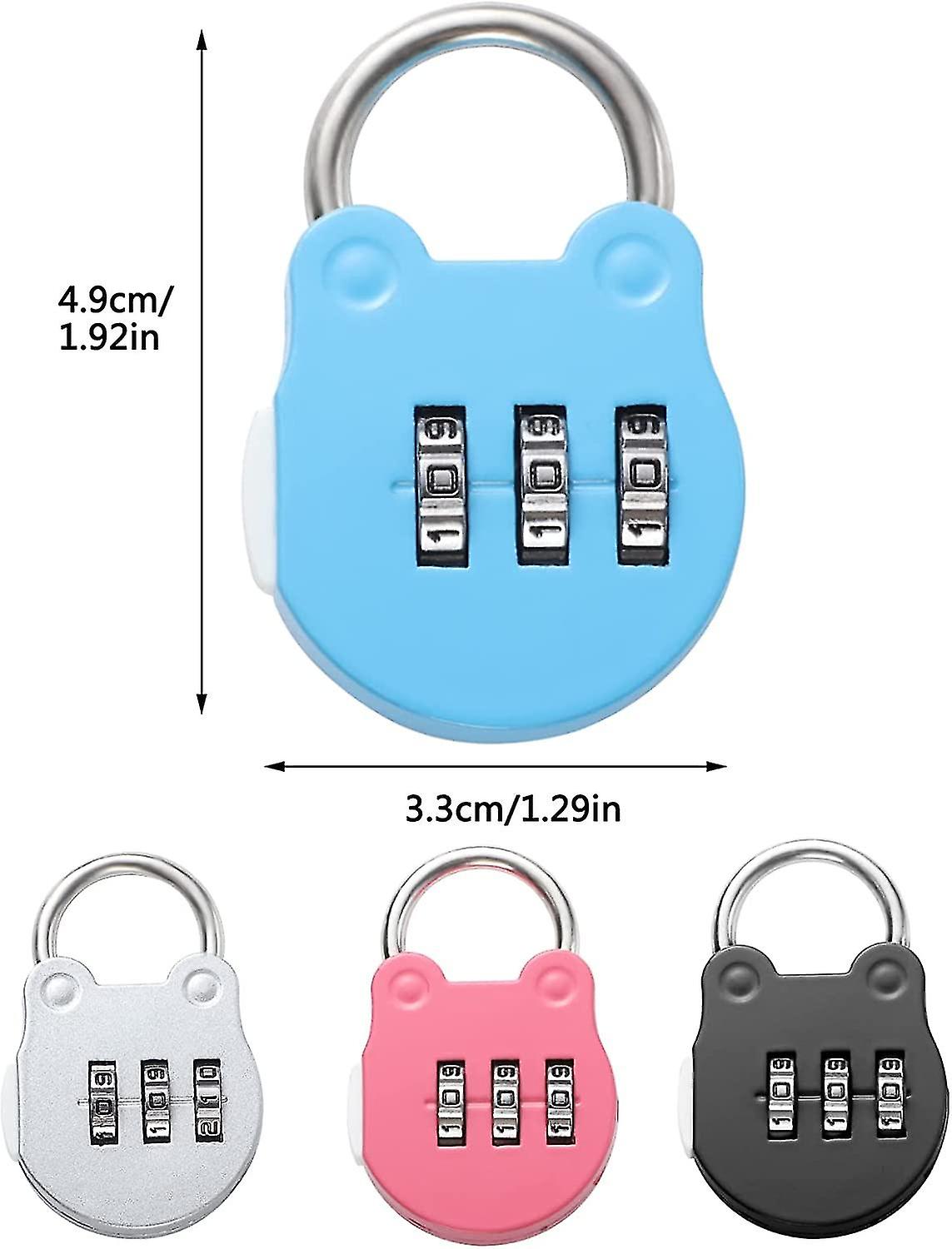 4 Pack 3 Digit Luggage Locks，small Suitcase Padlock Airplane Code Padlock Combination Padlock(4 Colors)