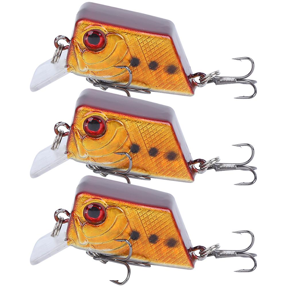 3pcs Cube Mini Bait Artificial Fish Lure Fishing Tackle Tool With Sharp Hooks5#