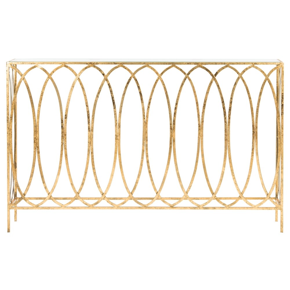 SAFAVIEH Carina Oval Ringed Gold Console Table   48\