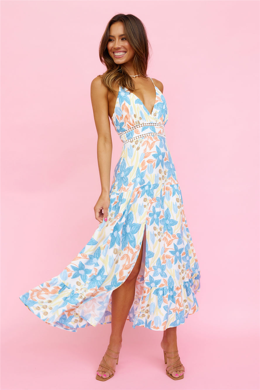 Beach Sunsets Midi Dress Blue