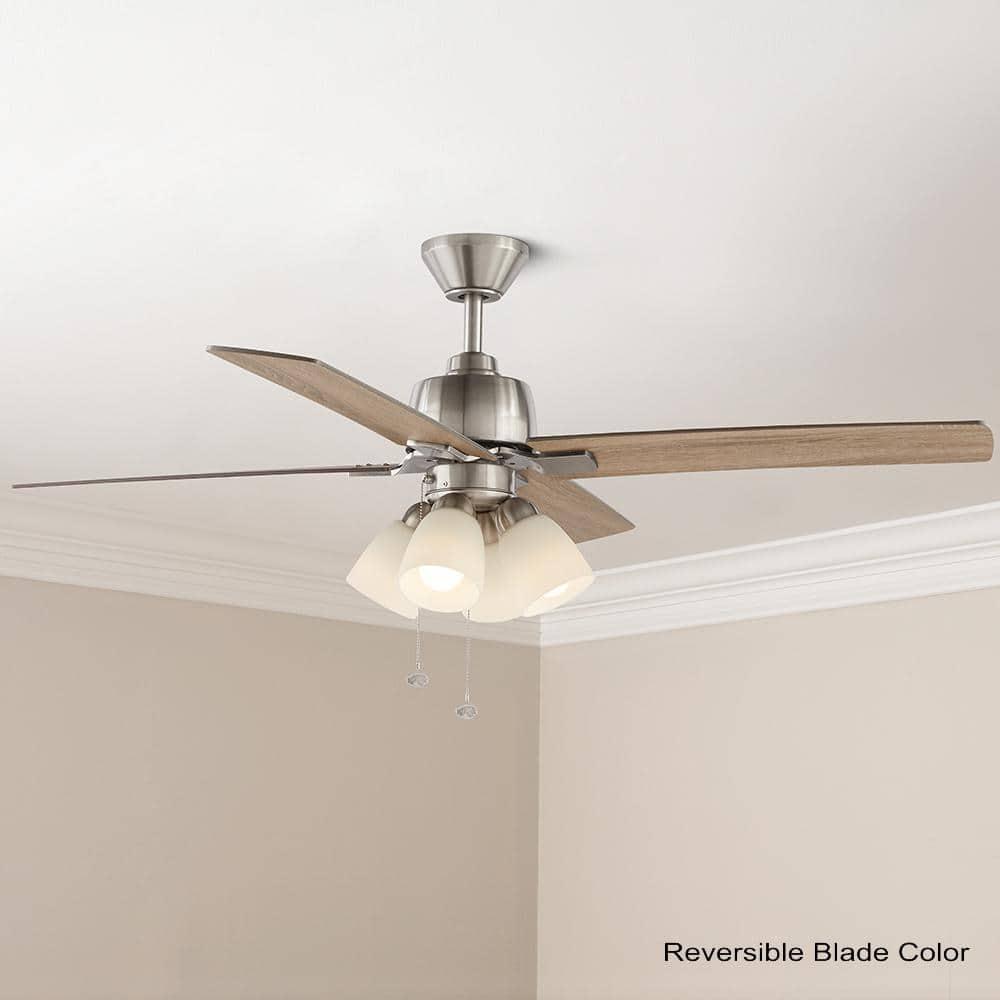 Hampton Bay Malone 54 in LED Brushed Nickel Ceiling Fan with Light Kit