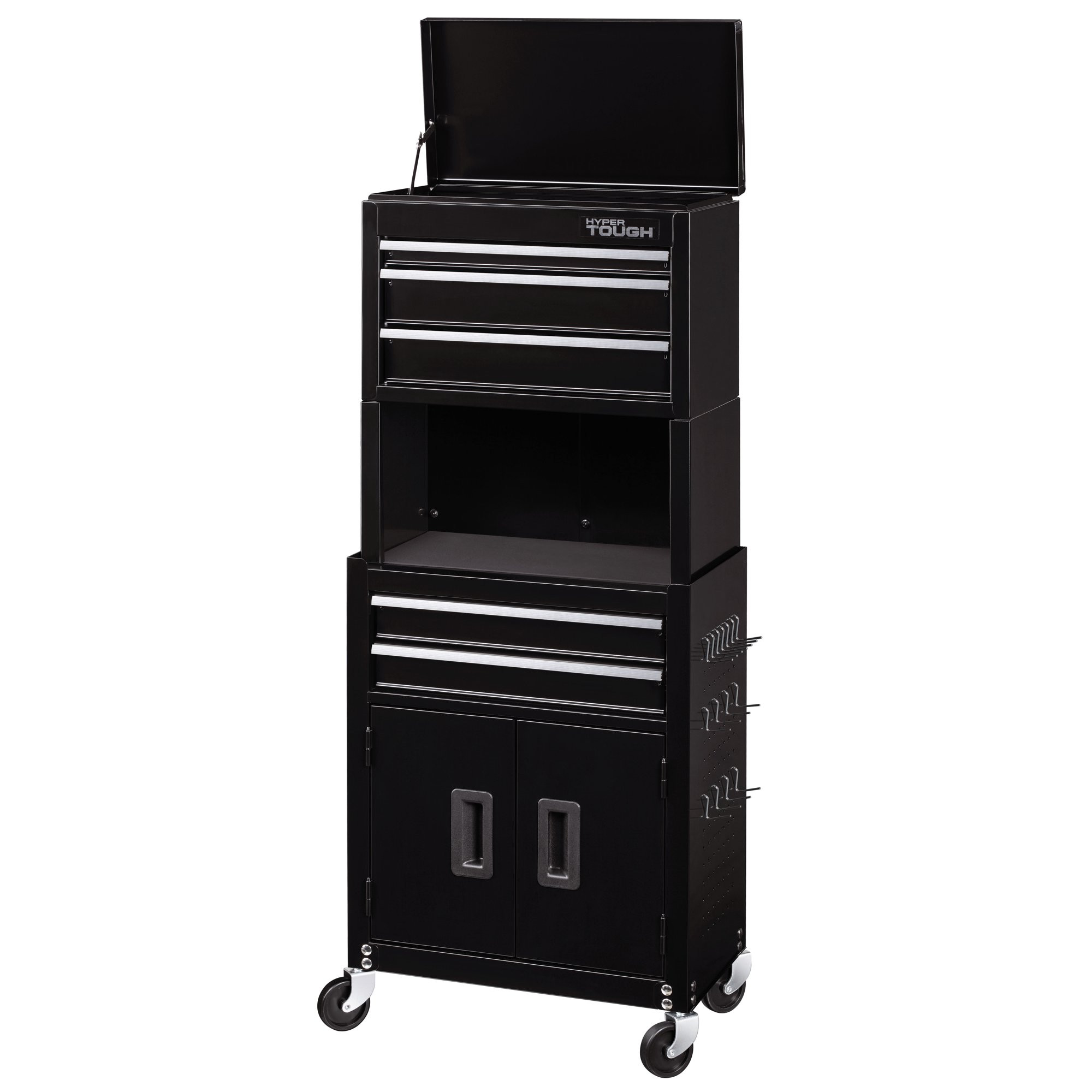 Hyper Tough 20-In 5-Drawer Rolling Tool Chest and Cabinet Combo with Riser， W20CMB5R