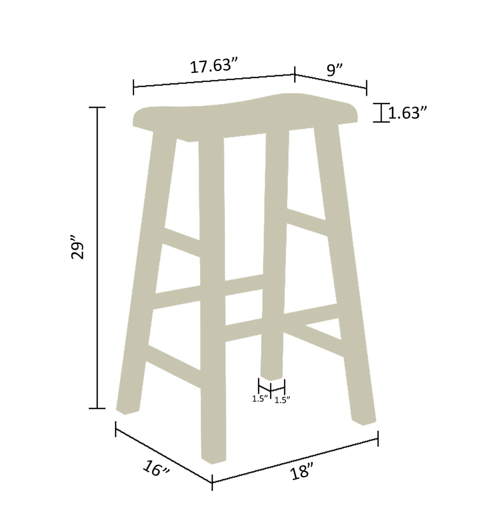 eHemco Heavy-Duty Solid Wood Saddle Seat Kitchen Counter Bar Stools， 29 Inches， Red， Set of 2