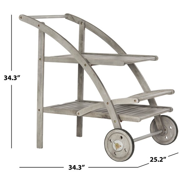 SAFAVIEH Outdoor Living Lodi Grey Wash/Beige Tea Cart