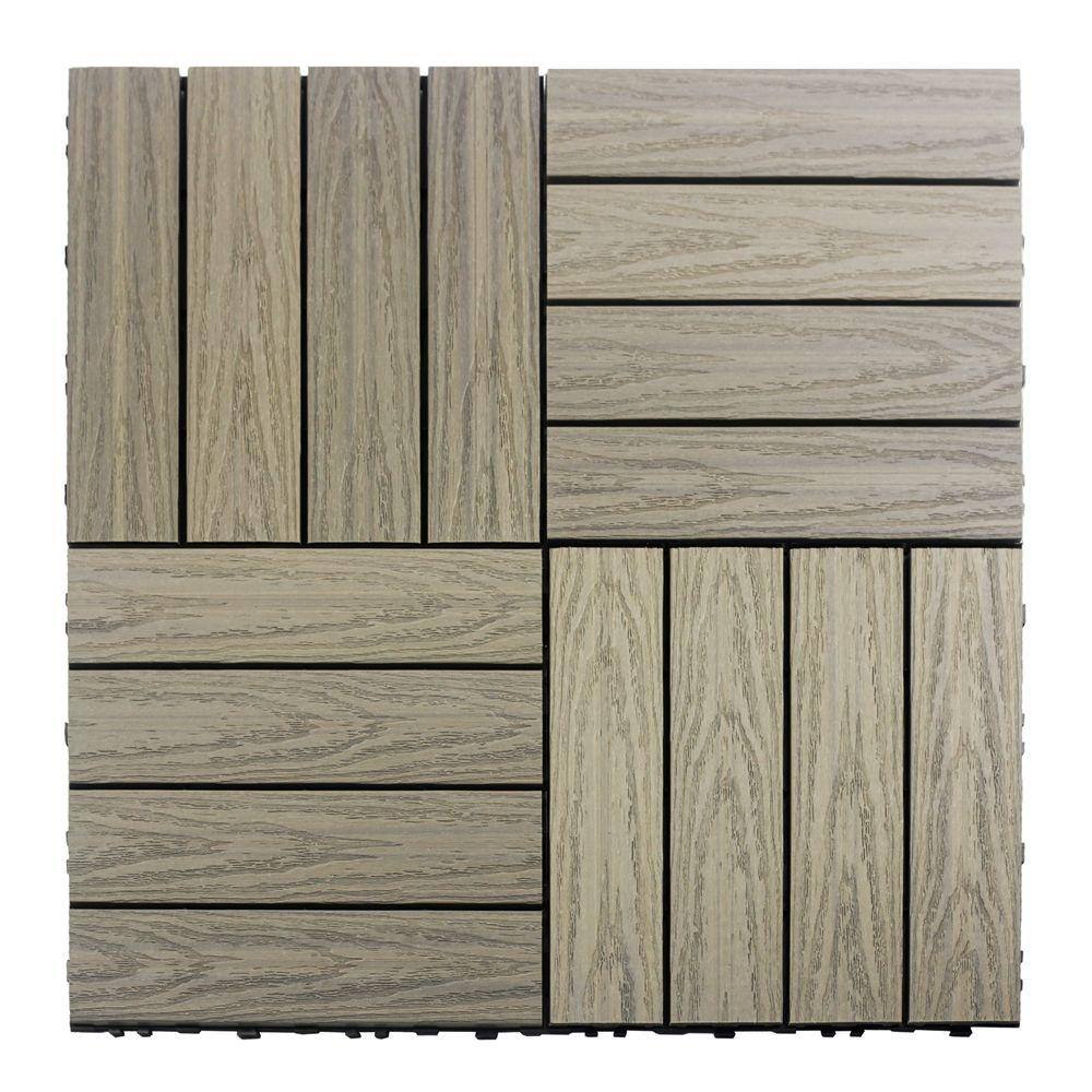 NewTechWood UltraShield Naturale 1 ft. x 1 ft. Quick Deck Outdoor Composite Deck Tile Sample in Roman Antique US-QD-ZX-AT-S