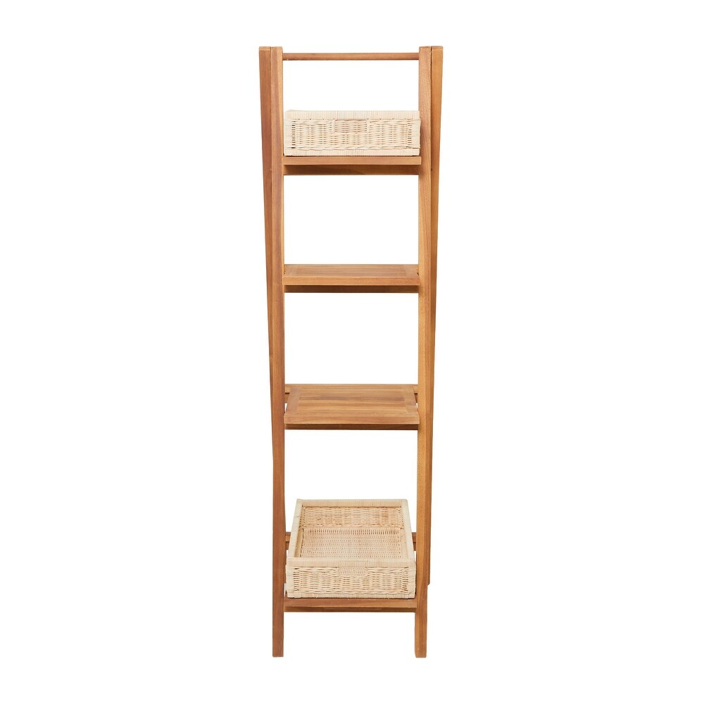 Brown Teak Contemporary Shelving Unit   18 x 19 x 60