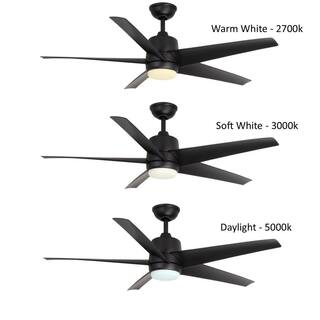 Hampton Bay Mena 54 in. White Color Changing Integrated LED IndoorOutdoor Matte Black Ceiling Fan with Light and Remote Control 58919