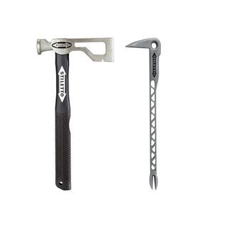 MW Drywall Axe Fiberglass Hammer with 13 in. Handle with 12 in. Titanium Clawbar Nail Puller with Dimpler DRYAXE9-F-TICLW12