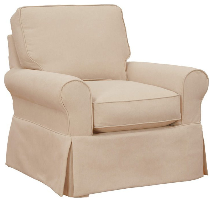 Sunset Trading Horizon Fabric Slipcovered Swivel Rocking Chair in Tan   Transitional   Rocking Chairs   by Homesquare  Houzz