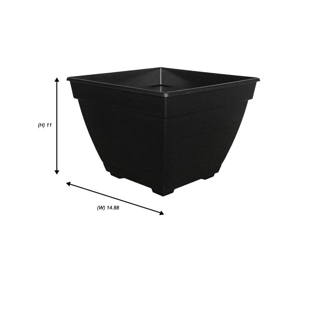 Dynamic Design Newbury 14.88 in. x 11 in. Black Resin Deck Box Planter NQ1510BK