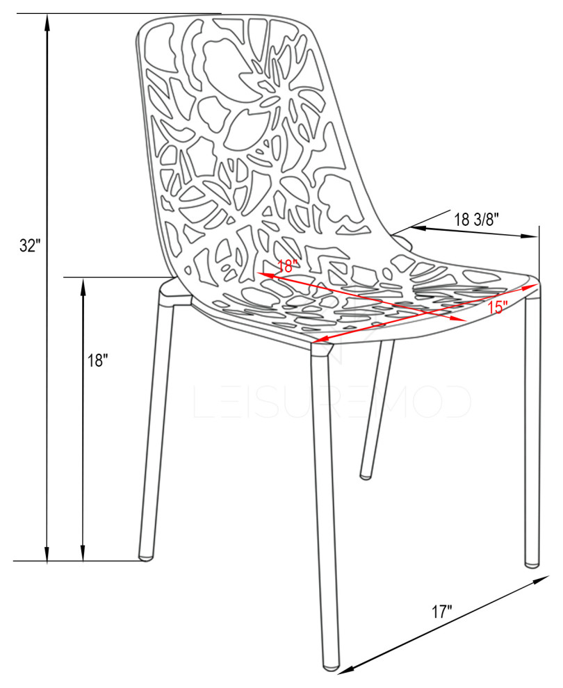 LeisureMod Modern Devon Aluminum Chair  Set of 4 Black   Contemporary   Outdoor Dining Chairs   by Virventures  Houzz