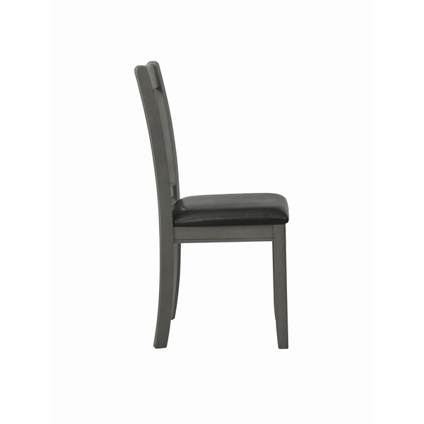 Cutout Back Wooden Dining Chair with Leatherette Seat，Black，Set of Two