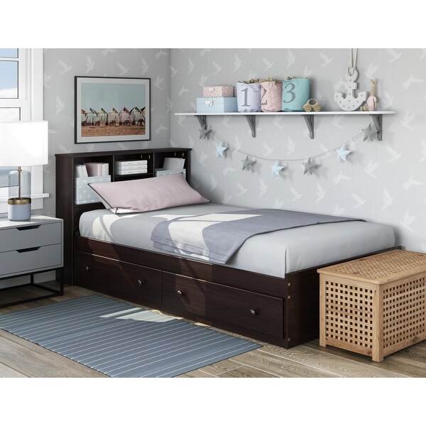 Palace Imports 100% Solid Wood Kansas Twin Size Bookcase Headboard - - 9506695