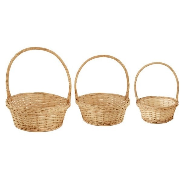 Wald Import Willow Basket with Handle - Set of 3