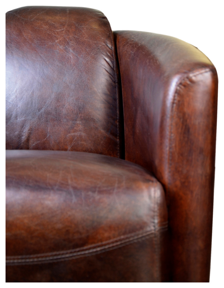 Moe  x27s Home Art Deco Salzburg Dark Brown Leather Club Chair PK 1000 20   Contemporary   Armchairs And Accent Chairs   by Moe  x27s Home Collection  Houzz