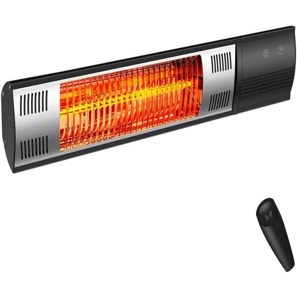 JESHUA 1500-Watt Carbon Infrared Black Outdoor Heater Deluxe Wall Mounted Patio Outdoor Heater Remote Control GLHTODWALL60B