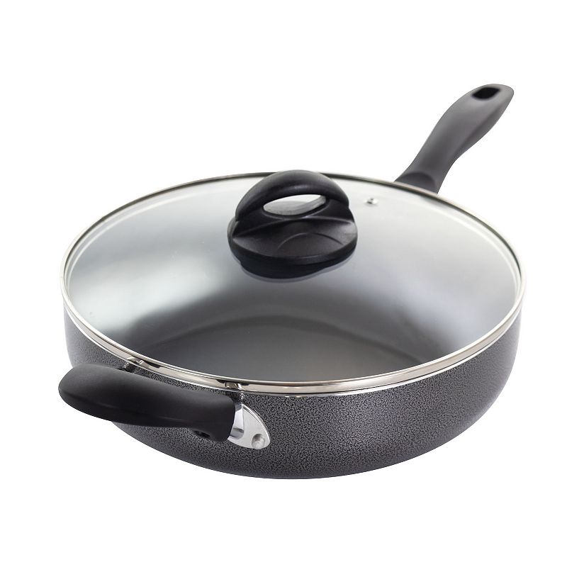 Oster Cocina Clairborne 10.25 Inch Aluminum Sauté Pan with Lid in Charcoal Grey