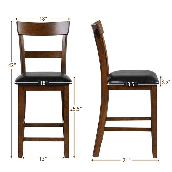 Gymax Set of 4 Barstools Counter Height Chairs w/Leather Seat and Rubber - See Details