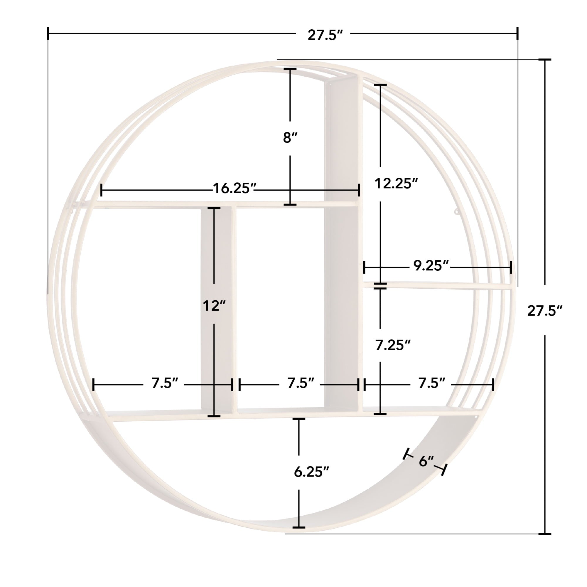 FirsTime & Co. Gold Brooklyn Wall Shelf, Modern, Painted, Round,Metal, 27.5 x 6 x 27.5 in