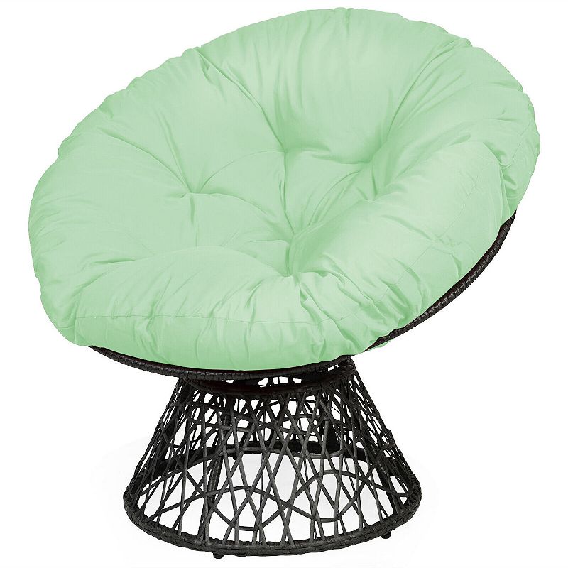 Rattan Papasan Chair Ergonomic 360-degree Swivel Soft Cushion Garden