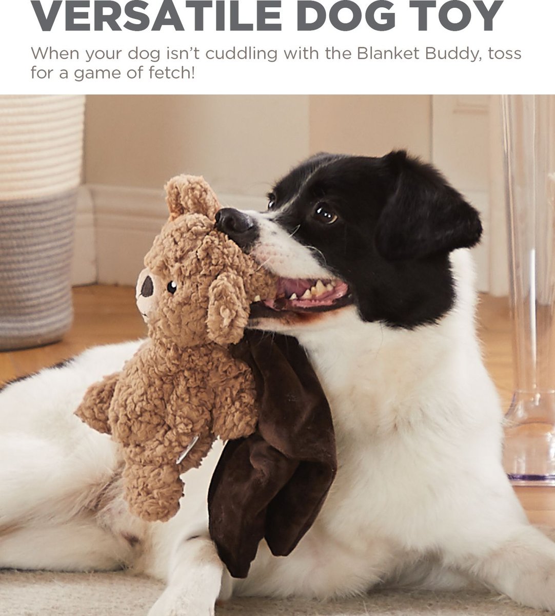 Outward Hound Blanket Buddies Brown Bear Small Blacket Treat and Squeaky Dog Toy， Brown