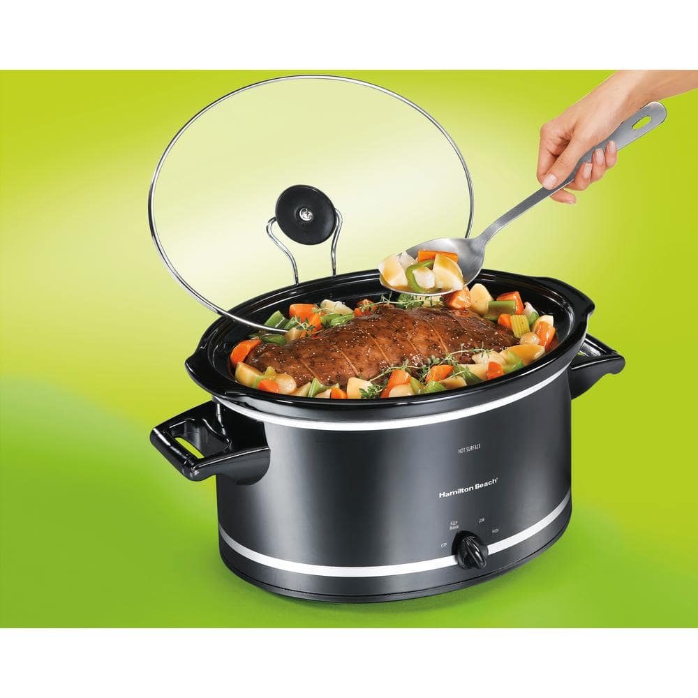 Hamilton Beach 8 Qt. Black Slow Cooker with Temperature Settings and Glass Lid 33182