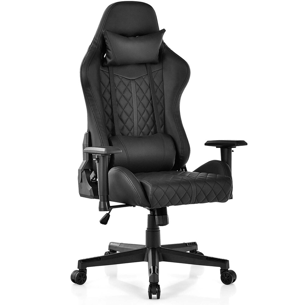 Costway Gaming Chair with RGB LED Lights Racing Game Chair with Meta