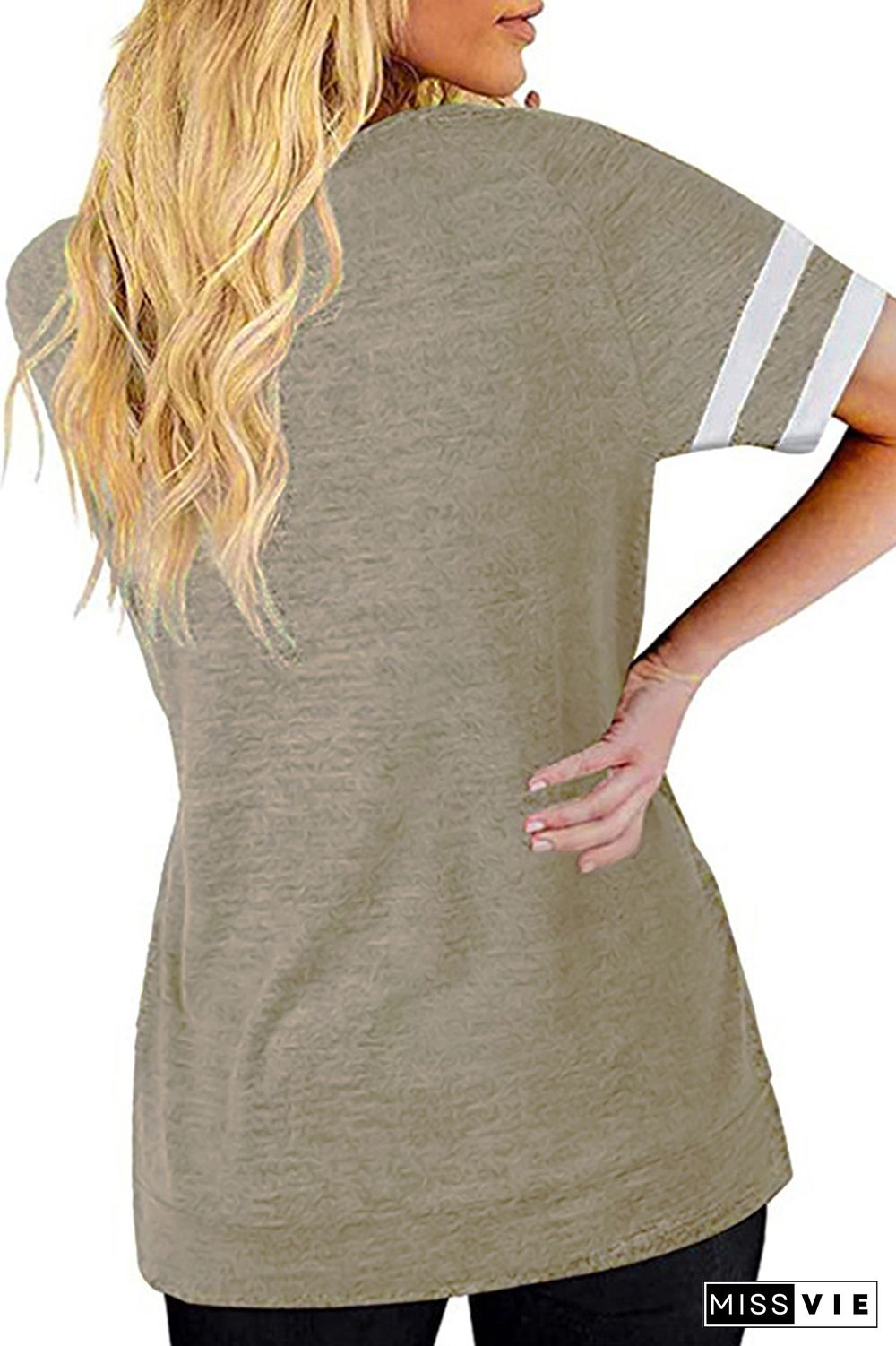 Khaki Round Neck Short Sleeve T-shirt