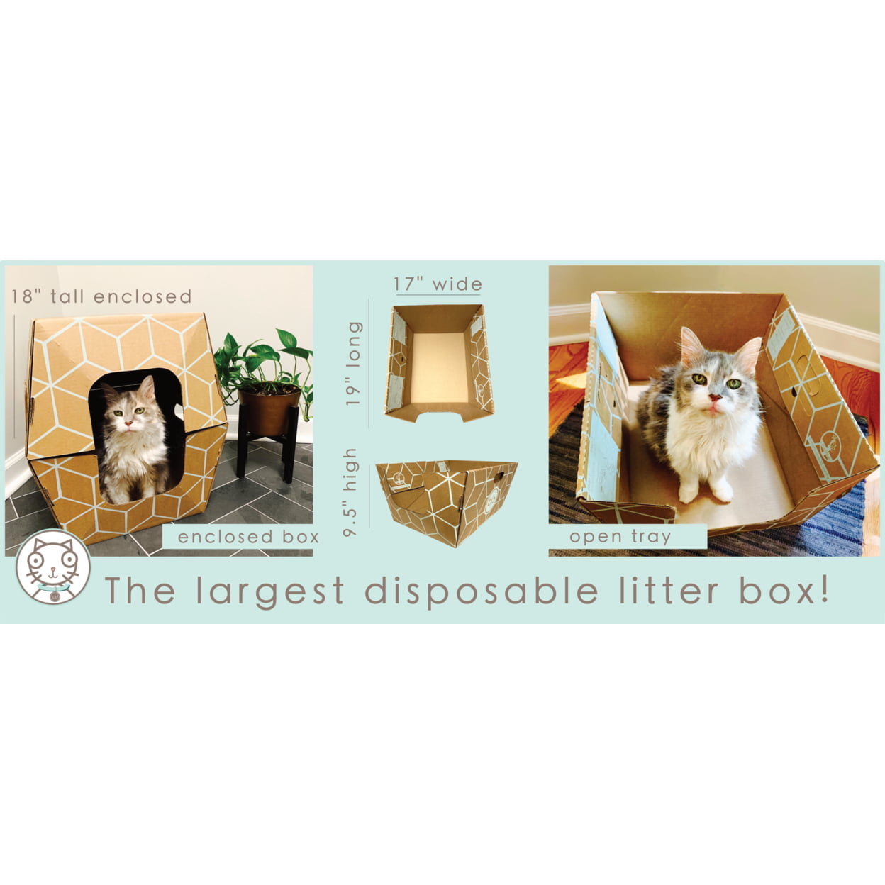 CatsDesire Biodegradable Litter Boxes Disposable 15 piece Patented Design