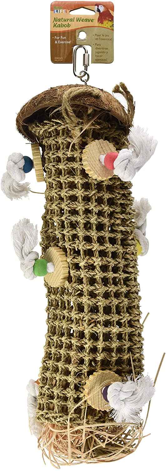 Penn-Plax， Bird Life， Natural Weave Kabob Bird Toy， 24’’H