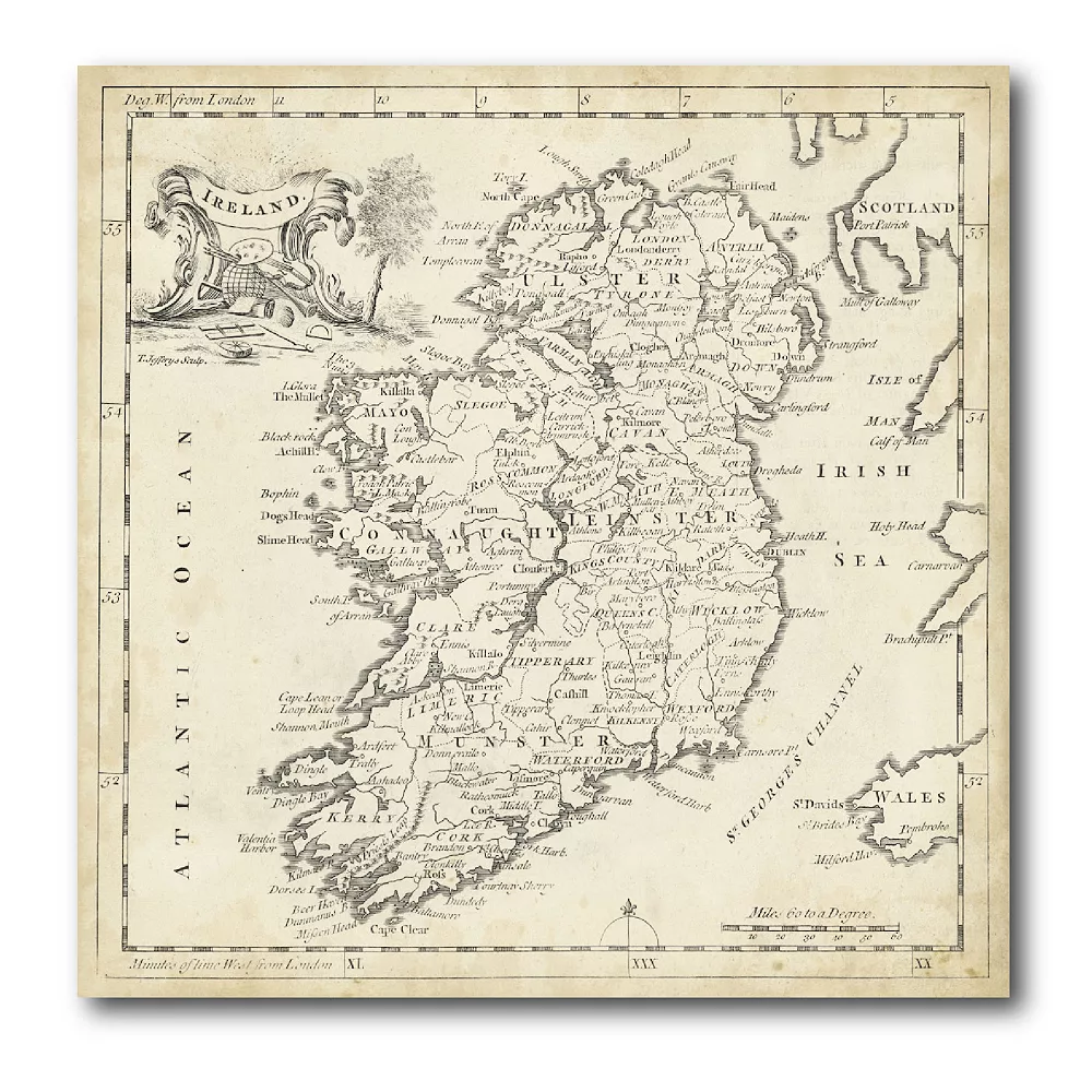 COURTSIDE MARKET Map Of Ireland Canvas Wall Art